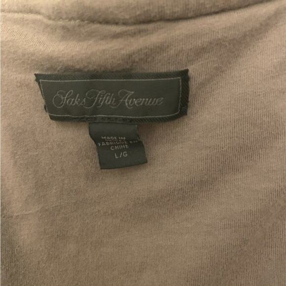 Saks Fifth Ave Full Zip Hooded Sweatshirt Velour Hoodie Gray Size Large - Picture 6 of 7